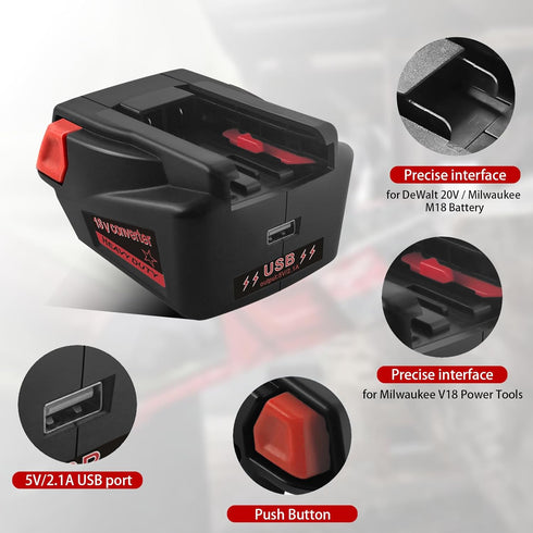 M18 to V18 Adapter for Milwaukee 18V V18 NI-CD Tool,for Dewalt 20V 60V MAX XR and for Milwaukee 18V M18 Lithium Battery Convert to Work for Milwau...