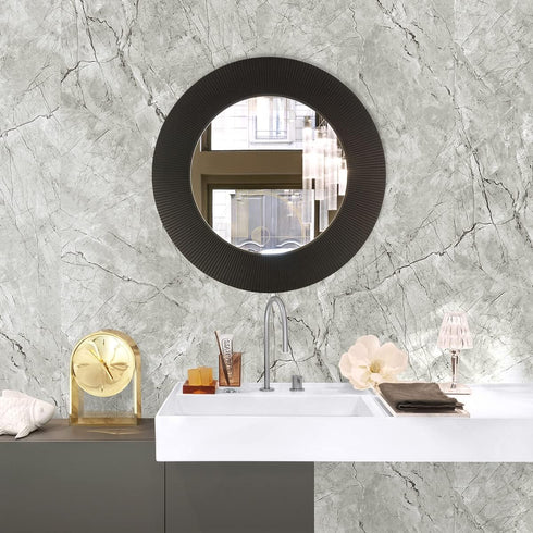 Erfoni Gray Glossy Marble Wallpaper Peel and Stick Countertops 15.8inch x 118.1inch Granite Removable Contact Paper Marble Self Adhesive Wall Pape...