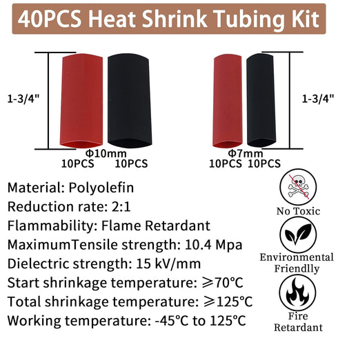 80 Pcs Copper Wire Lugs, Battery Terminal Connectors AWG 8 6 12/10 with Heat Shrink Set, 40 Pcs Heavy Duty Battery Cable Ends Ring Terminals Conne...