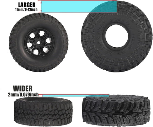 Super Large Soft Sticky 1.0 Crawler Tires 68 * 26mm for 1/18 1/24 RC Crawler Car Axial SCX24 FMS FCX24 AX24 Upgrade Wheel...