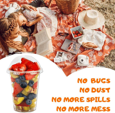 Aatriet 12 oz Clear Plastic Cups with Lids - 25 Sets Dessert Parfait Cups with Dome Lids (NO HOLE), Disposable Party Cup for Fruit/Ice Cream/Cupca...
