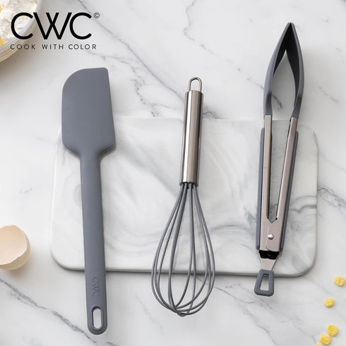 COOK WITH COLOR Silicone Cooking Utensils, 3 Pc Kitchen Utensil Set, Easy to Clean Silicone Kitchen Utensils, Cooking Utensils for Nonstick Cookwa...