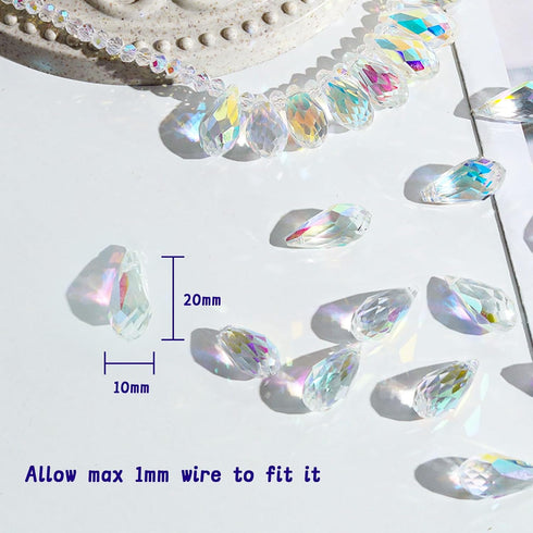LONGWIN 36pcs AB Teardrop Crystal Beads 10x20mm Waterdrop Faceted Glass Beads for Jewelry Making, DIY Project, Earring, Necklaces, Bracelets...