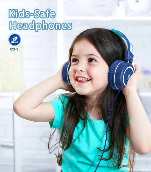 Kids Headphones with LED Lights for School, Upgrade USB Type C Kid Headphone with Microphone, Volume Limiter 85/94dB, Wired On Ear Headphones for ...