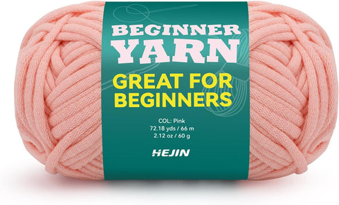 60g Pink Yarn for Crocheting and Knitting;66m (72yds) Cotton Yarn for Beginners with Easy-to-See Stitches;Worsted-Weight Medium #4;Cotton-Nylon Bl...