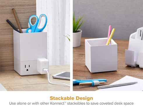 Bostitch Office Konnect Pencil Cup Desk Organizer, Pen Cup, 2-Pack, White...