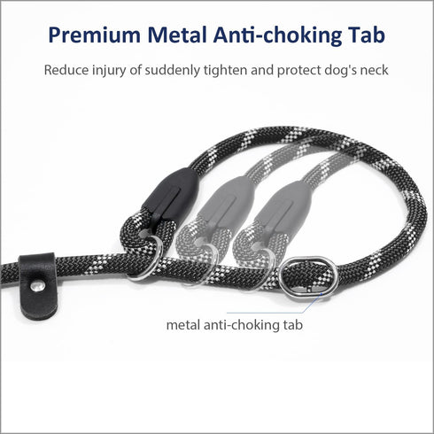 WePet Dog Training Slip Leash, No Pull, Durable Reflective Lead, Puppy Heavy Duty Loop Rope, Comfortable Handle, 6 ft, 3/8 inch, diam. Black/White...