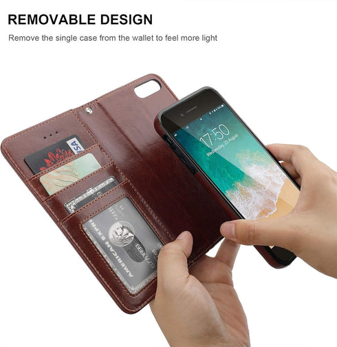 Bocasal for iPhone SE (2022)/SE (2020)/8/7 Wallet Case with Card Holder PU Leather Magnetic Detachable Kickstand Shockproof Wrist Strap Removable ...