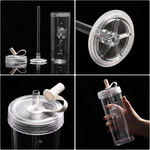 Portable Travel Coffee Press (16oz) - Double Wall with lids and Straws -Single Serve French Press for Travel, Home, Office, & More -No Leak Coffee...