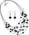 COLORFUL BLING Layered Crystal Beads Necklace and Earrings, Multi-strand Beaded Choker Necklaces for Women Statement Jewelry Wedding Parties Sweat...