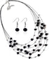 COLORFUL BLING Layered Crystal Beads Necklace and Earrings, Multi-strand Beaded Choker Necklaces for Women Statement Jewelry Wedding Parties Sweat...