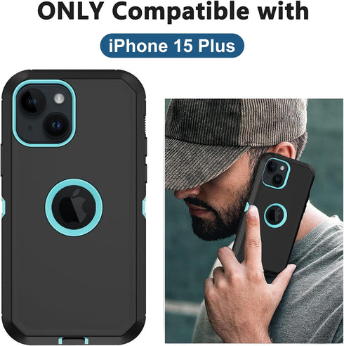 for iPhone 15 Plus Case, with Built in Screen Protector Heavy Duty Drop Protection, Full Body Rugged Shockproof Dust Proof Protective Phone Cover ...