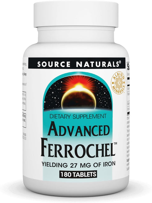 Source Naturals Advanced Ferrochel, Dietary Supplement Yielding 27 mg of Iron - 180 Tablets...
