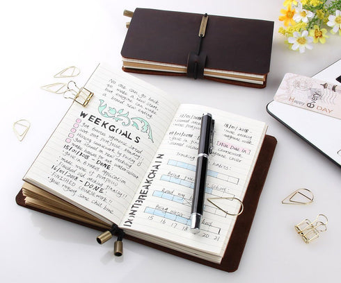 Robrasim Leather Journal Refillable Travelers Notebook, Antique Handmade Leather Writing Diary Notepad, Travel Journal Notebook for Men & Women, M...