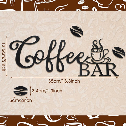 Metal Coffee Bar Sign Rustic Coffee Hanging Décor for Coffee Bar Metal Coffee Wall Art for Coffee Bar Home Office Kitchen(Coffee Bar and Bean Styl...