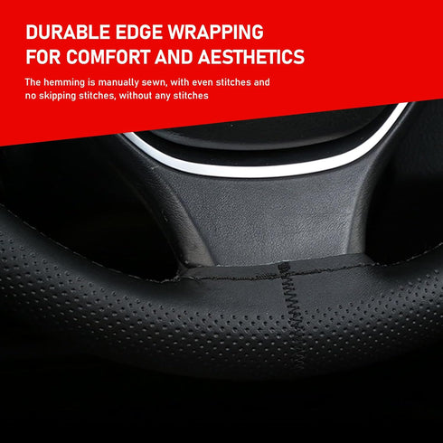 Pack-1 Car Steering Wheel Cover, 14.9" Leather Anti-Scratch Protective Cover for All Seasons, Breathable Non-Slip Easy-to-Hold Cover with DIY Wiri...