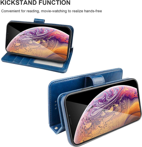 Bocasal for iPhone Xs/X Wallet Case with Card Holder PU Leather Magnetic Detachable Kickstand Shockproof Wrist Strap Removable Flip Cover for iPho...