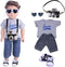 18 Inch Doll Clothes, Baby Doll Accessories with T-Shirt + Jeans + Canvas Shoes + Glasses Suitable for Infant Dolls Baby Girls and Boys 18 Inch Do...