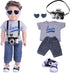 18 Inch Doll Clothes, Baby Doll Accessories with T-Shirt + Jeans + Canvas Shoes + Glasses Suitable for Infant Dolls Baby Girls and Boys 18 Inch Do...
