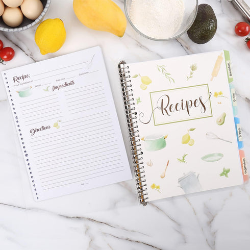 Recipe Book to Write in Your Own Recipes, 8.5" x 11" Personal Blank Recipe Notebook, Removable Hardcover Recipe Journal Book Binder with 8 Divider...