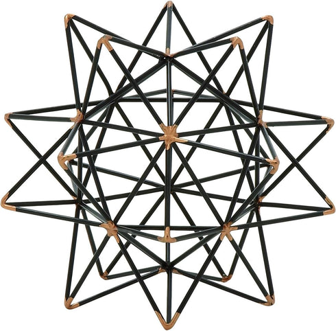 Deco 79 Metal Geometric Decorative Sculpture Home Decor Statue with Gold Accents, Accent Figurine 7" x 7" x 7", Black...