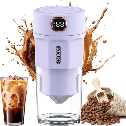 Portable Coffee Grinder and Blender Smoothies with 12Oz BPA Free Personal Travel Cup, Durable Stainless Steel Mix Blender with Metal Coffee Filter...