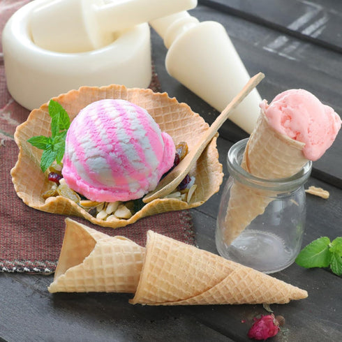 Crispy Waffle Cone Kit, Plastic Ice Cream Maker Cone Roller Forming Tool Cone Roller Egg Roll DIY Mold Waffle Cone Mold Kit for Kitchen...