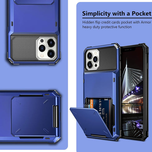 Vofolen Case for iPhone 13 Pro Max Case Wallet 4-Card Holder ID Slot Flip Door Hidden Pocket Anti-Scratch Dual Layer Hybrid TPU Bumper Protective ...