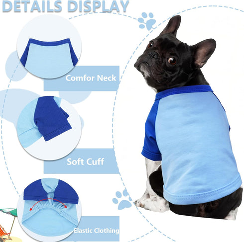 2 Pack Puppy Clothes for Small Dogs Summer Dog Shirt Soft Stretchy Dog Clothes for Medium Dog T-Shirts Lightweight Dogs Pet Cat Vest Clothing (Blu...