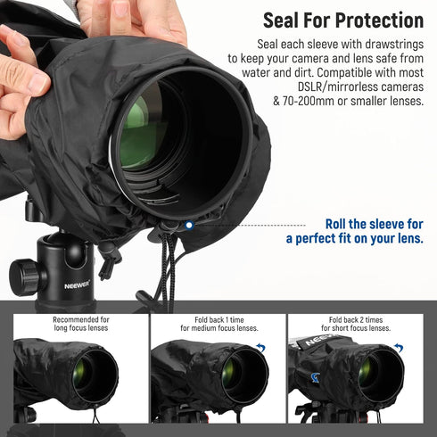 NEEWER Camera Rain Cover, Small Size Durable Nylon Raincoat Compatible with Canon Sony Nikon DSLR Mirrorless Vlog Camera & Lenses Within 200mm, wi...
