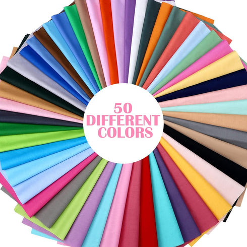50 Pcs 10 x 10 Inch Cotton Fabric Square Fabric Quilting Sewing Patchwork Fabric Bundles for DIY Craft Sewing Clothing (Pure Color)...