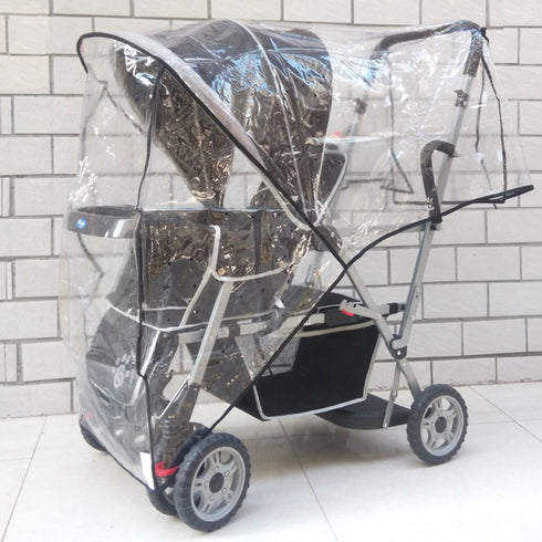 Weather Shield Double Popular for Swivel Wheel Stroller Universal Size Baby Rain Cover/Wind Shield Deal (Black)...