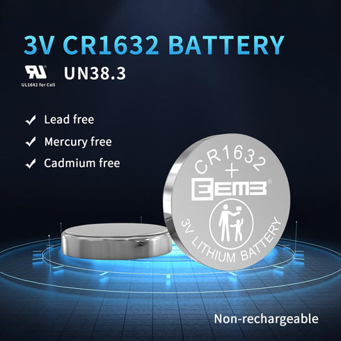 EEMB 5-Pack CR1632 Battery CR1632 Lithium Battery 3V CR 1632 Li-MnO? Button 1632 Batteries ECR1632,DL1632 Replacement...