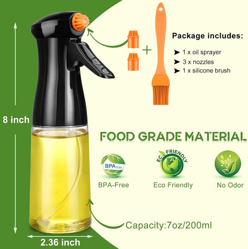 Oil Sprayer for Cooking, Upgraded Olive Oil Sprayer Bottle, Air Fryer Accessories, Oil Mister 7oz/200ml Oil Vinegar Spritzer, Kitchen Gadgets for ...