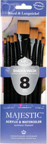 Majestic Royal & Langnickel Flat and Glaze Wash Artist Brush Set, 8-Piece...