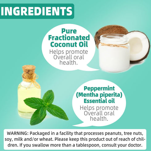 Coconut Oil Pulling with Peppermint Oil-Mouthwash for Oral Care-Helps with Fresh Breath, Organic Essential Oils Mouthwash with Tongue Scraper,Trea...