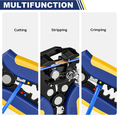 haisstronica Self-Adjusting Wire Stripper, 3 in 1 Stripper/Cutter/Crimping Heavy Duty Automatic Electrical Wire Strippers for 10-24 AWG...