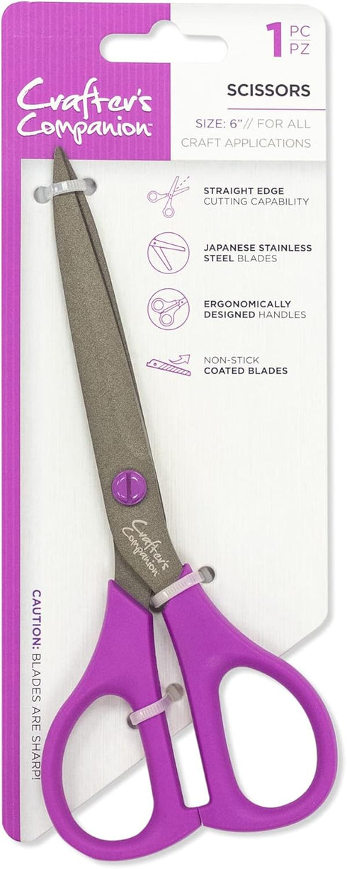 Crafter's Companion Straight Scissors for Paper and Card Crafting & Cutting Projects-6 Inch, 6inch, Silver...
