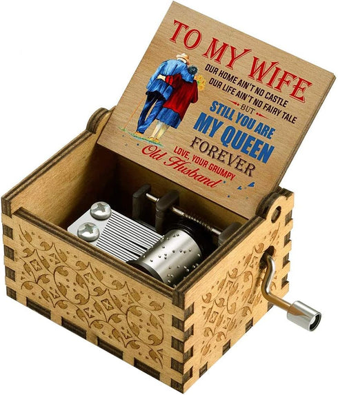 Music Box Gift for Wife - Valentine Anniversary Christmas Birthday Gift to Wife Women from Husband Hand Crank Musical Box Play You are My Sunshine...