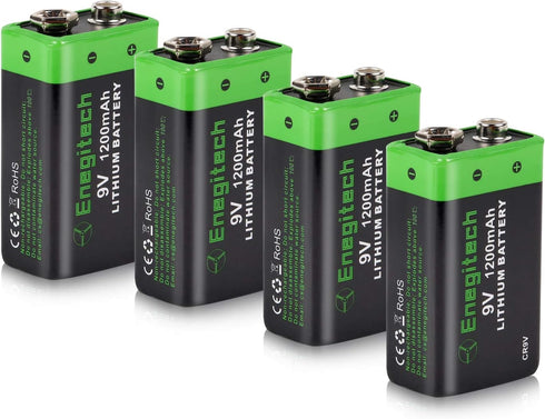 9V Lithium Battery, 9 Volt Lithium Battery 1200mAh for Smoke Detector, Fire Alarm, Keyless Entry Door Lock, Multimeter, Metal Detector Non-Recharg...