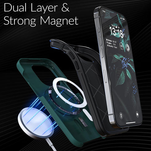 Crave Dual Guard for iPhone 15 Pro Case, Compatible with MagSafe Shockproof Protection Dual Layer Case for Apple iPhone 15 Pro (6.1") - Forest Gre...