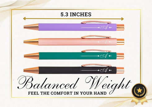 InnoBeta Monogrammed Gifts Ballpoint Pen Set of 4, Initial Letter Gifts for Housewarming, Birthday, Thanksgiving, Christmas - J...