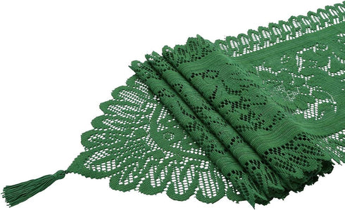 Rockcloud Lace Table Cloth Runner for Wedding Banquet Decorations, Christmas Party Table Decor, Green, 13 x 54 Inch...