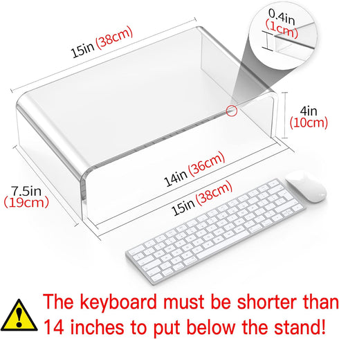 Acrylic Monitor Stand Riser Clear Laptop Stand for Desk Acrylic Monitor Riser for Desk Accessories Aesthetic Laptop Riser Clear Computer Stand Whi...