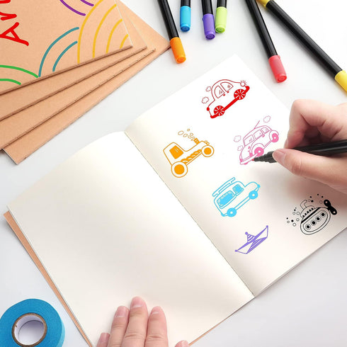 ZZTX 4 Pack Blank Kraft Notebooks, Blank Paper Sketchbooks for Drawing Doodling Writing,Travel Journal Set, A5, 36 Pages, 8.3” X 5.5”...