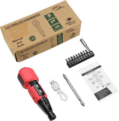 ORIA Cordless Electric Screwdriver, Rechargeable Power Screwdriver, Mini Electric Repair Tool Kit with LED Lights, USB Cable, Bits Holder, for Pho...