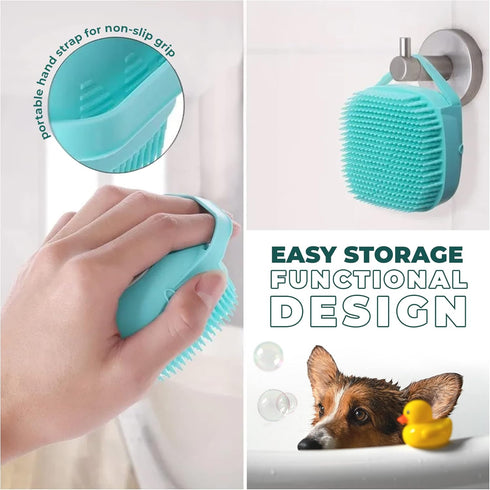 Dog Cat Bath Brush Pet Bath Brush Soft Shampoo Dispenser Pet Grooming Bath Massage Dispenser Soft Silicone Brush Dog Cat Grooming Cleaning Soft Sc...