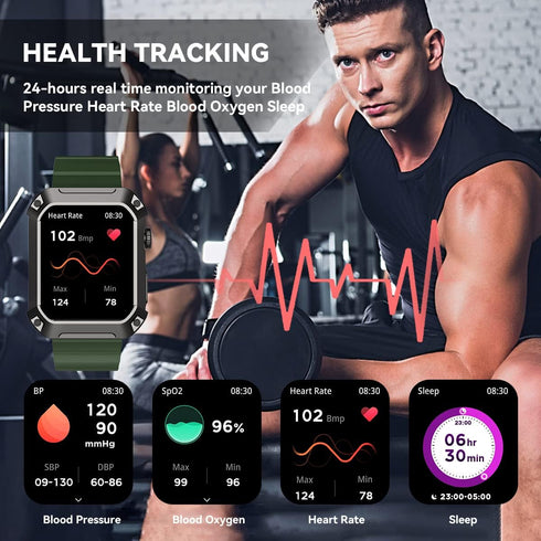 Njord Gear Military Smart Watches for Men Bluetooth Call Rugged Outdoor Sports Smart Watch for Android iOS 5ATM Waterproof Fitness Tracker Smartwa...