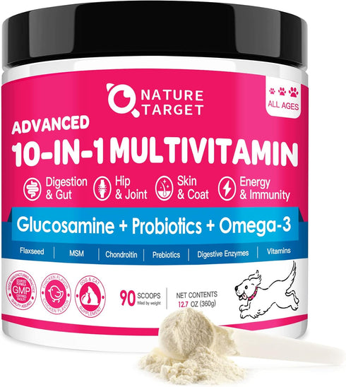 Dog Vitamins Powder, Probiotics & Digestive Enzymes for Gut Health, Glucosamine & Chondroitin & Omega 3, Complete Supplement for Homemade Dog Food...