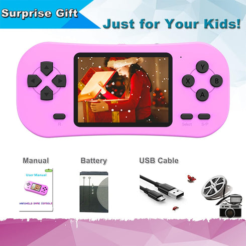 Retro Handheld Games for Kids Built in 218 Classic Old Style Electronic Game 2.5'' Screen 3.5MM Earphone Jack USB Rechargeable Portable Video Play...